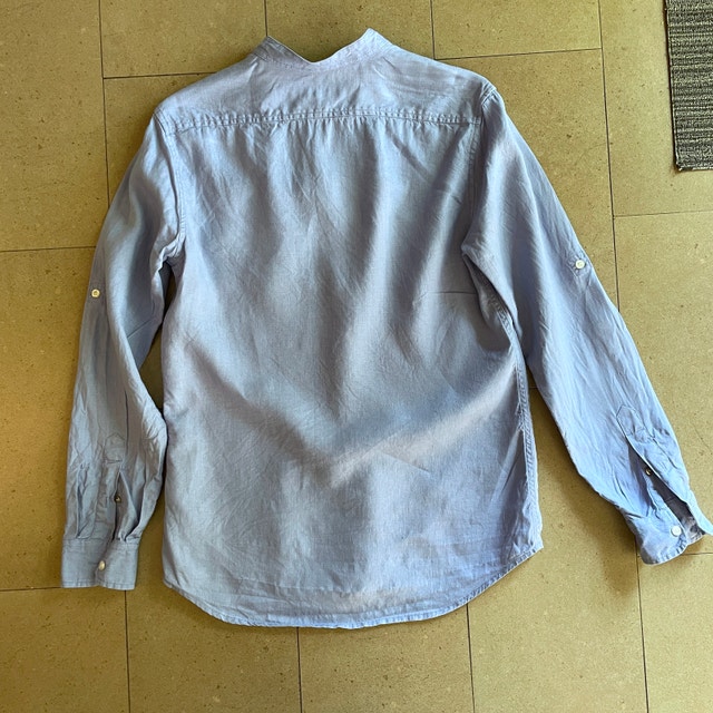 Diesel Men's Collarless Baby Blue 100% Linen Shirt-Medium - photo 4