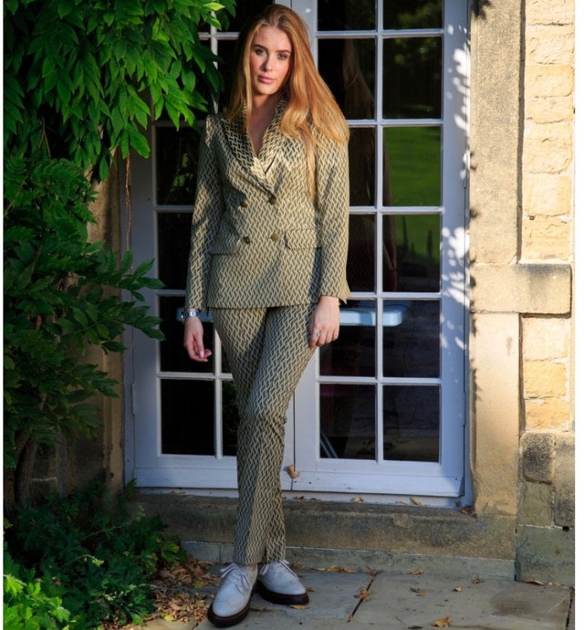 Marc Cain Frederika pants w/ flare-Olive Green Geometric-8 - photo 5