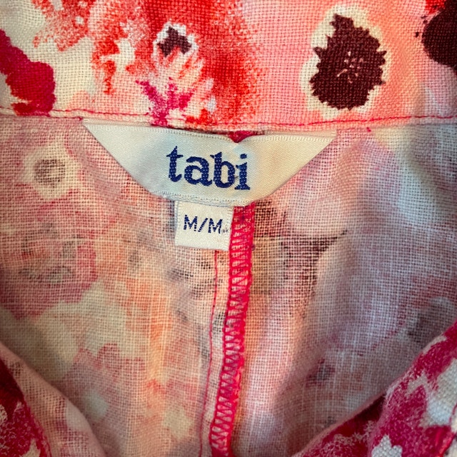 Pretty Tabi Floral Linen shirt/jacket- Red and White -Medium - photo 4