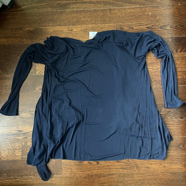 NWT Giusy Navy Silk Blend Cardigan sheer panels- Italy-Medium - photo 3