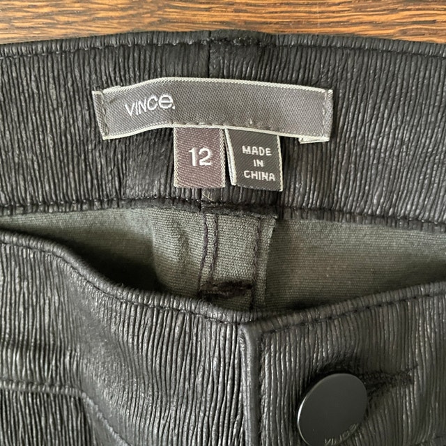 Vince Black Textured Leather Pants Jeans-Size 12 - photo 3