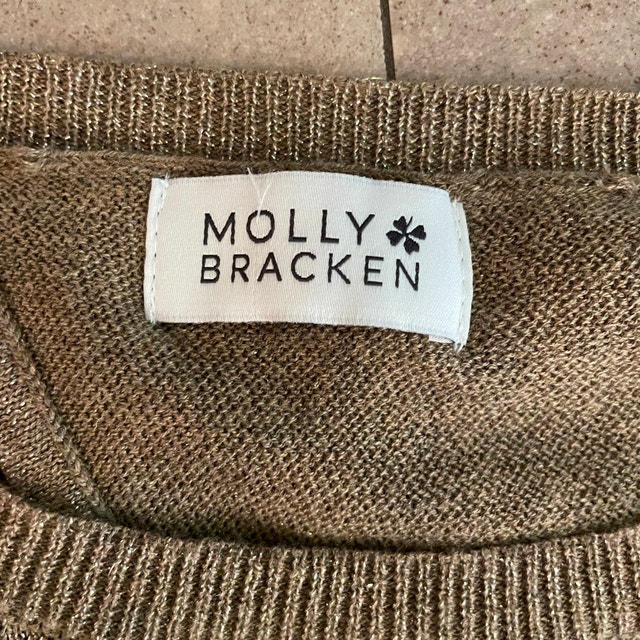 Molly Bracken Metallic Gold Open Back Sweater - Medium - photo 2