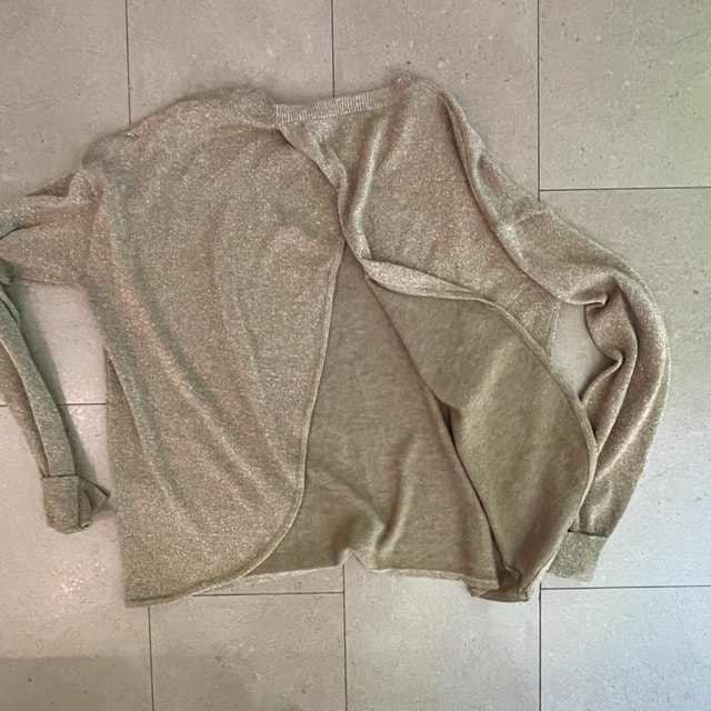 Molly Bracken Metallic Gold Open Back Sweater - Medium - photo 5