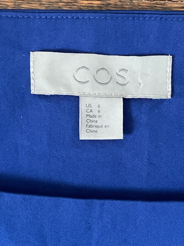COS Royal Blue 100% Cotton Poplin Shift Dress with pockets-Sz. 6 - photo 2