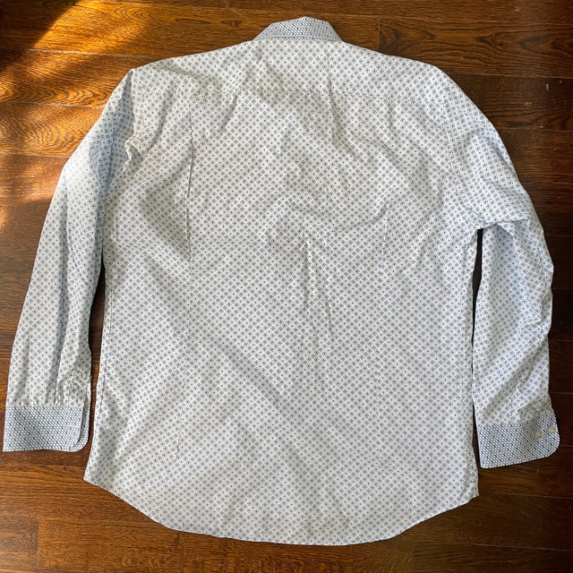 Etro long-sleeve Cotton shirt White with Blue Squares-Sz. 44-XL - photo 5