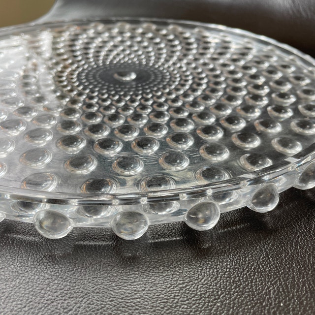 Vintage 1950s Crystal Bubble Thousand Eye Cake Serving Platter - photo 4