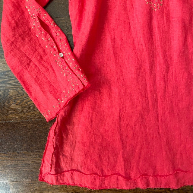 Nougat London Coral 100% Linen Tunic with Gold Stitching-MED/LGE - photo 2