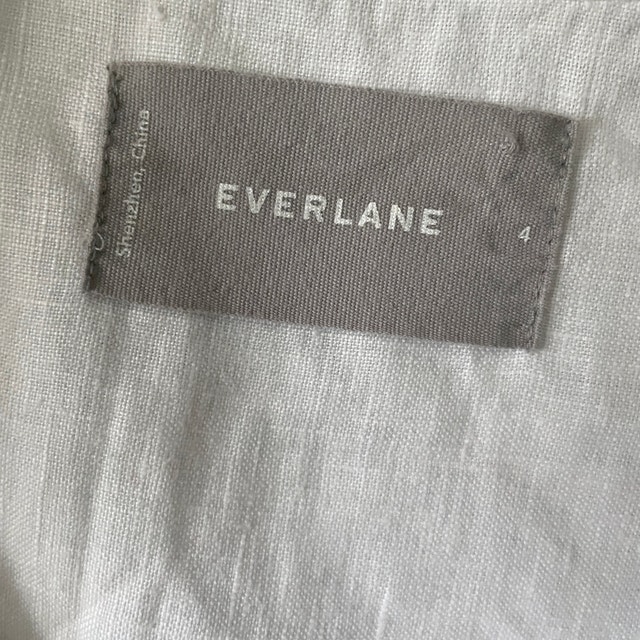 Everlane White Linen Collarless Oversize Shirt Blouse-Size 4 - photo 2