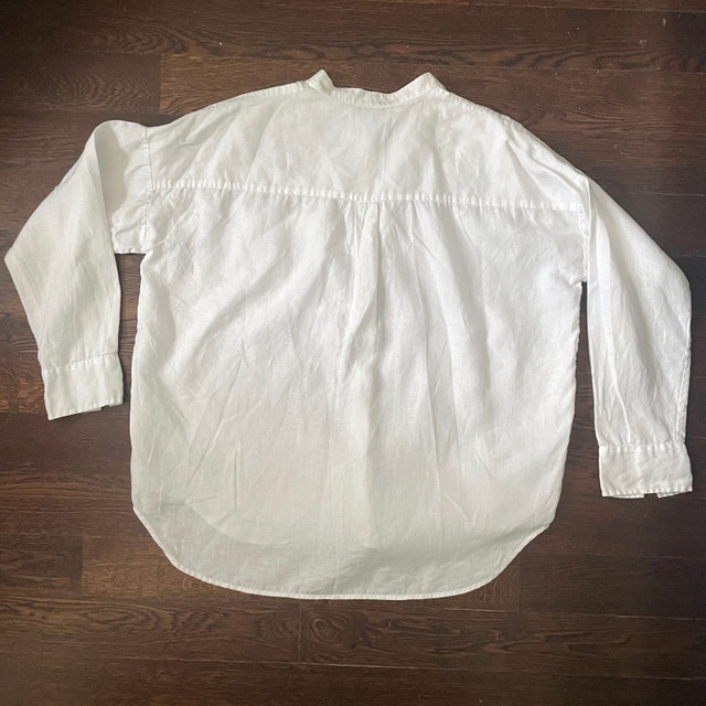 Everlane White Linen Collarless Oversize Shirt Blouse-Size 4 - photo 4