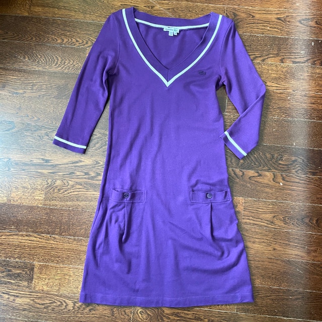 Lacoste Purple 3/4 Sleeve Jersey Dress w/ pockets-Size 34(Small)