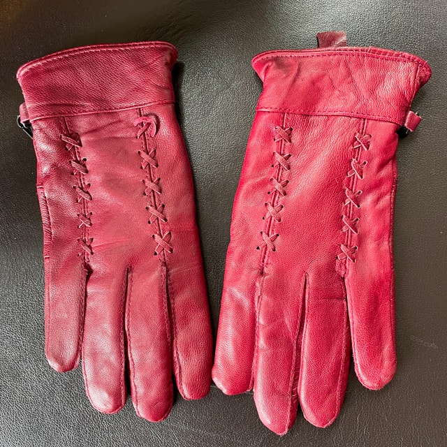 NEW Red Leather Gloves for women - Size Medium