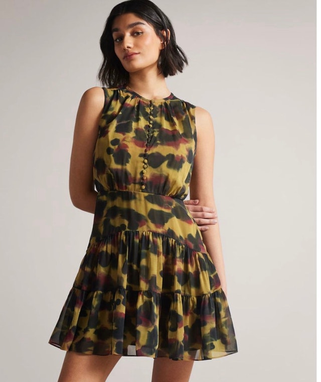 Ted Baker Elvinia print button-up chiffon mini dress-Sz. 0/2 - photo 2