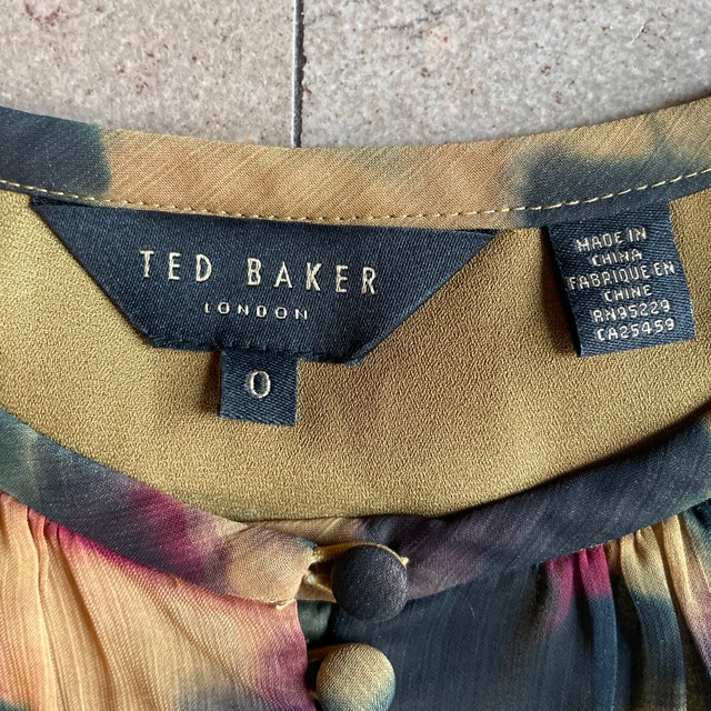 Ted Baker Elvinia print button-up chiffon mini dress-Sz. 0/2 - photo 3