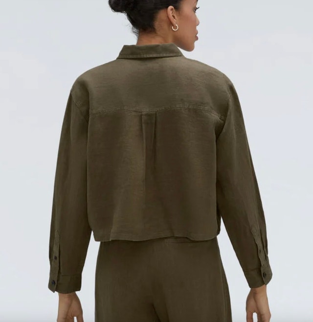 Everlane 100% Linen Dark Olive Brown Way Short Shirt - XL - photo 4