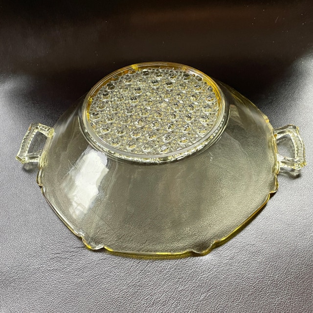 Unique Vintage 1930s Yellow Lancaster Glass Handled Bowl - photo 2
