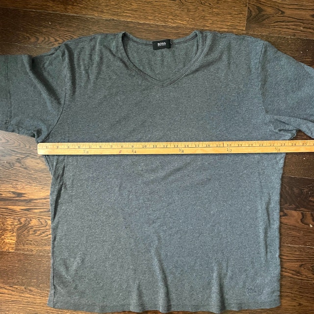 Hugo Boss Gray V-neck Men's 100% Cotton T-shirt-XL - photo 5
