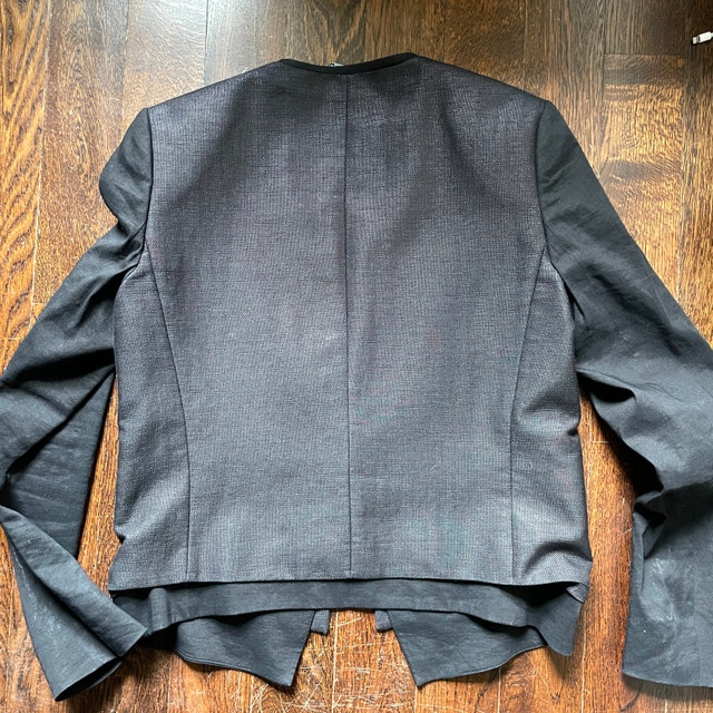 Elie Tahari Black Blazer Jacket Leather Trimmed Linen/Cotton-10 - photo 4