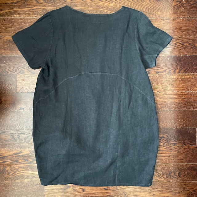 Vivian Shyu black linen top Tunic Blouse high-low hemline-S/M - photo 3