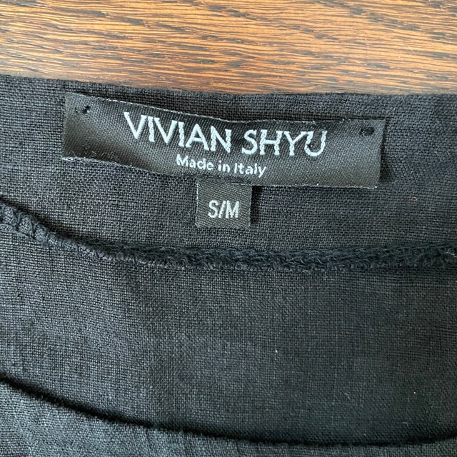 Vivian Shyu black linen top Tunic Blouse high-low hemline-S/M - photo 4
