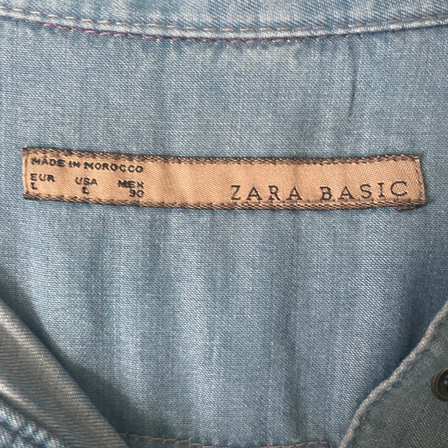 Zara Basic Blue Chambray Mini Tunic/Dress with Pockets- Large - photo 2