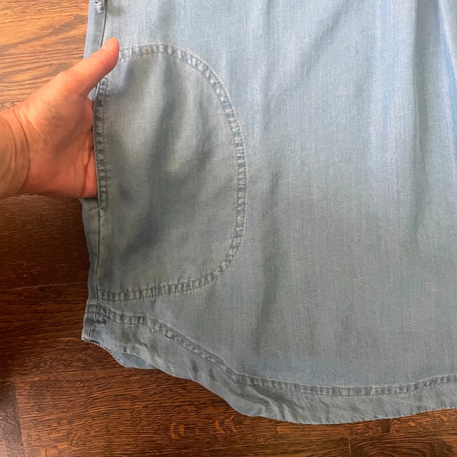 Zara Basic Blue Chambray Mini Tunic/Dress with Pockets- Large - photo 3