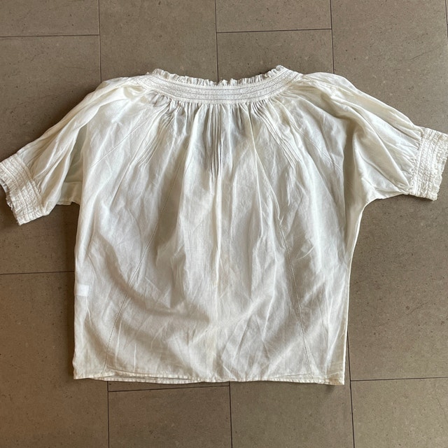 Diane Von Furstenberg White Ruffle V-neck Cotton Blouse-Size 6 - photo 5