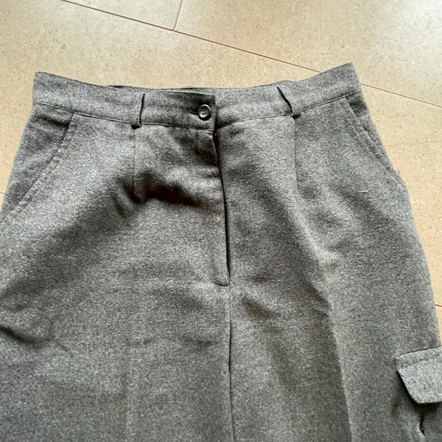 Vintage grey flannel-like pants -high waist wide leg-Size 7/8 - photo 2
