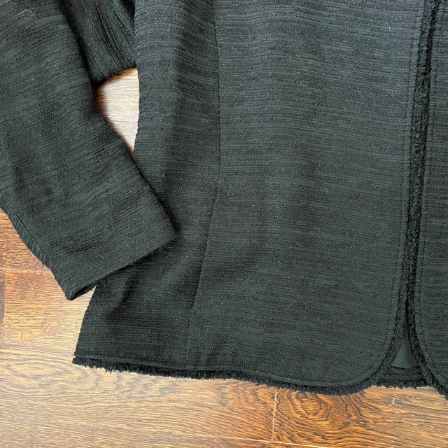 Eileen Fisher Black Metallic Sparkle Tweed Blazer Jacket-Large - photo 2