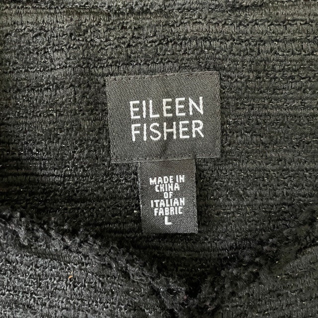 Eileen Fisher Black Metallic Sparkle Tweed Blazer Jacket-Large - photo 3