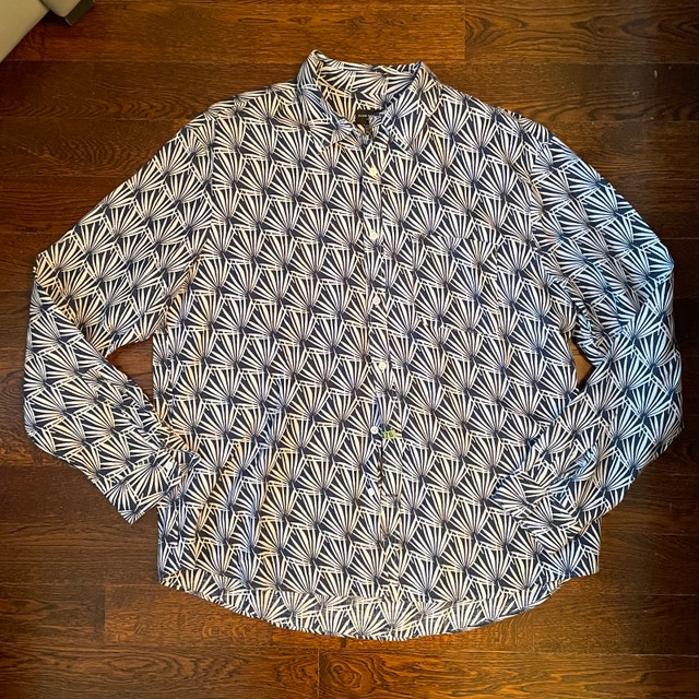 Club Monaco Mens Geo Palm 100% Linen Shirt Size XL