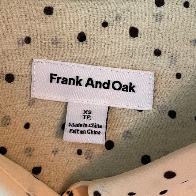 Frank and Oak Light Pale yellow polka dot Sheer blouse -Size XS - photo 2