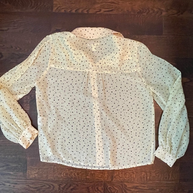 Frank and Oak Light Pale yellow polka dot Sheer blouse -Size XS - photo 4