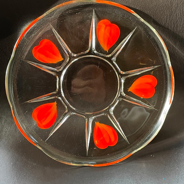 60s Orange Leaf Serving Platter Vintage MCM Anchor Hocking