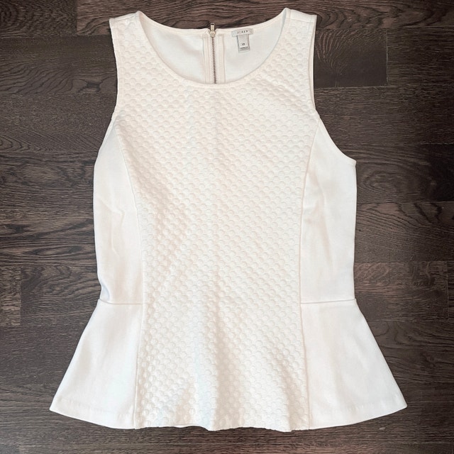 NEW J. Crew Cream Peplum sleeveless Top-Size XS-NWOT