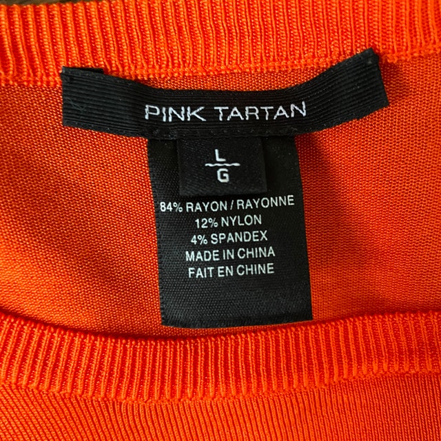 New Pink Tartan Orange Crew Neck Slinky Sweater - Large - photo 3