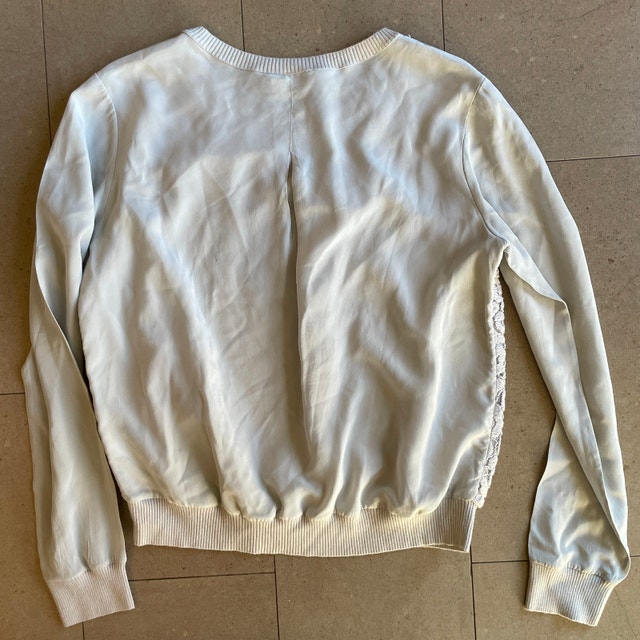 Vince Gray Embroidered Silk and Cotton Blouse Top-Medium - photo 5