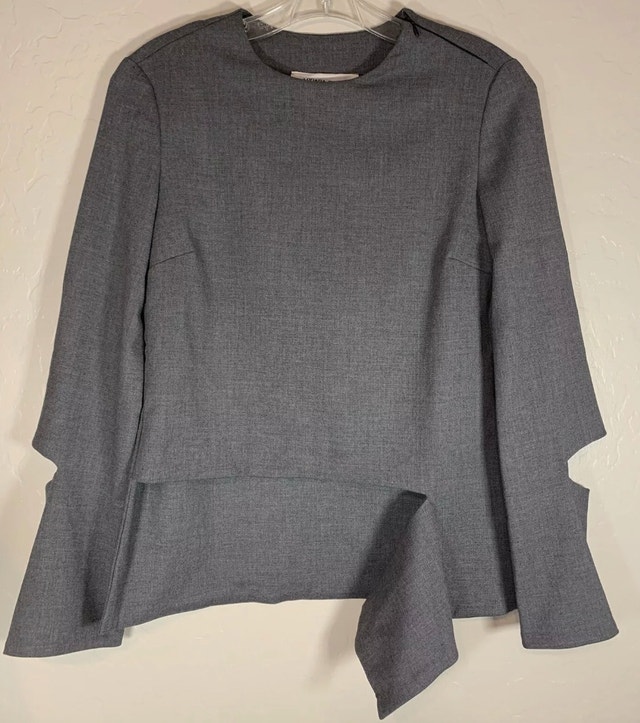 Liviana Conti Gray Avant Garde Top Blouse Deconstructed Italy-SM