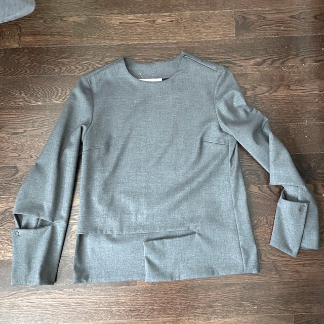 Liviana Conti Gray Avant Garde Top Blouse Deconstructed Italy-SM - photo 2