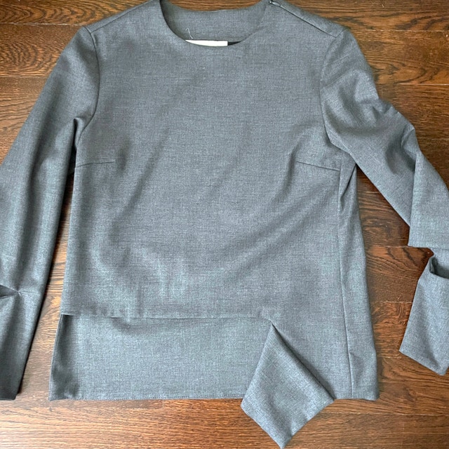 Liviana Conti Gray Avant Garde Top Blouse Deconstructed Italy-SM - photo 3