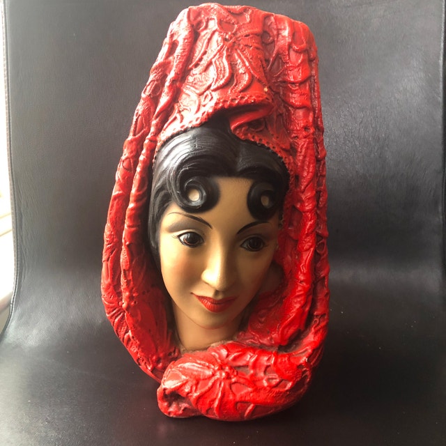 Vintage MCM Marwal Chalkware bust of Spanish Woman - circa 1960s