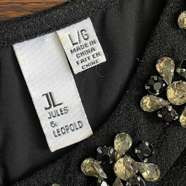 Jules & Leopold Black Rhinestone Trim Sleeveless Blouse Top-LGE - photo 3