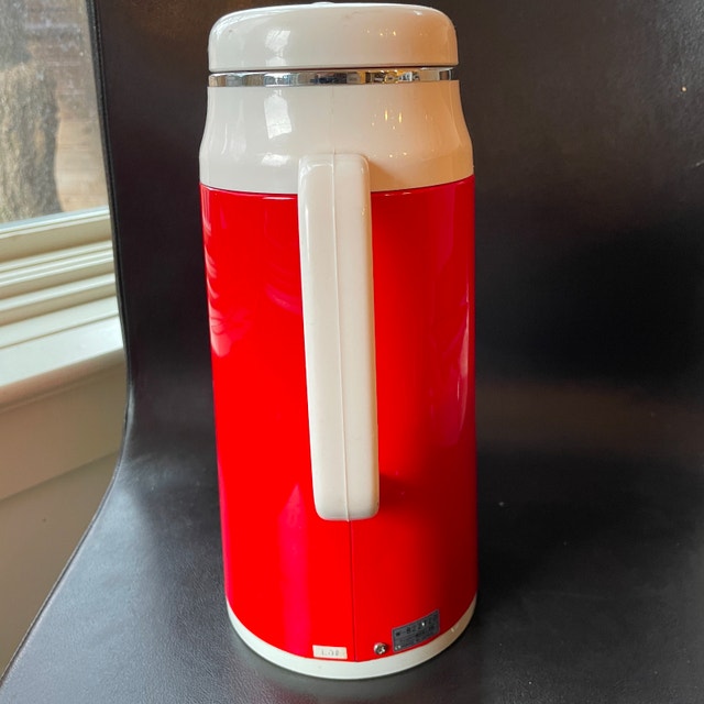 Large Vintage Red Thermos-Japan-National Vacuum Bottle-Glass Int - photo 2