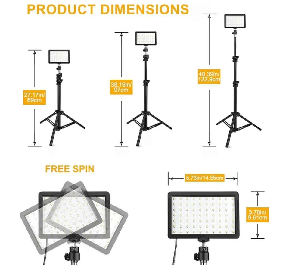 3 Pack Obeamiu 70 LED Video Light Kit with Tripod Stands - photo 2