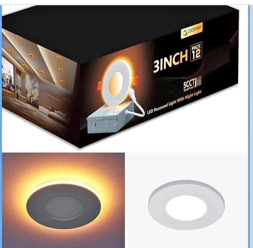 CycevSun 3 Inch LED Recessed Pot Lights, 12 Pack