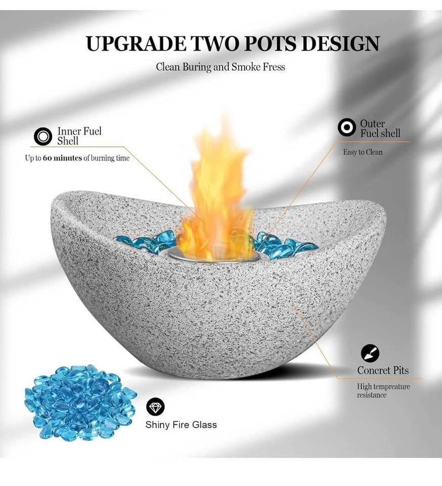 Table Top Fire Pit Bowl - Concrete Indoor/Outdoor Fireplace - photo 3