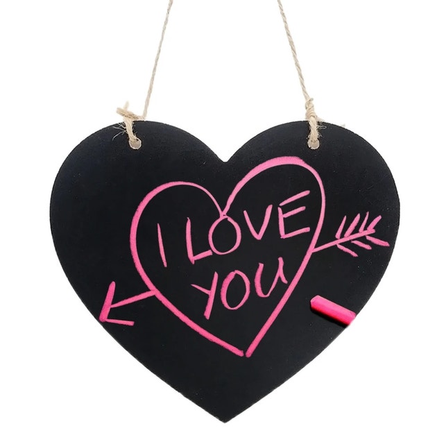 Love Heart Shape Hanging Erasable Chalkboard