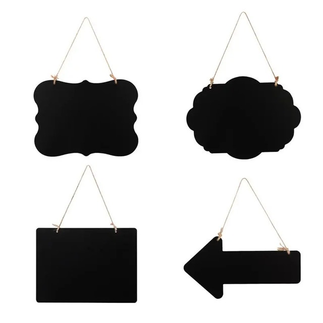4PCS Erasable Chalkboard Signs Double-Sided with Hanging Rope