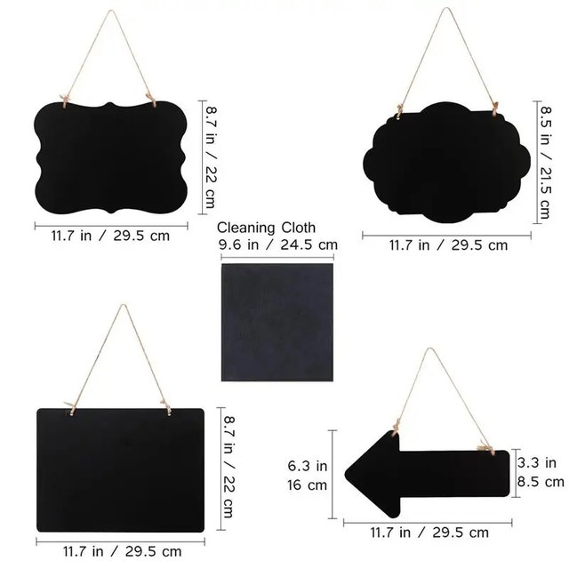 4PCS Erasable Chalkboard Signs Double-Sided with Hanging Rope - photo 3