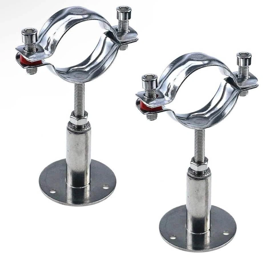 2 Pcs Stainless Steel Adjustable Pipe Support Brackets
