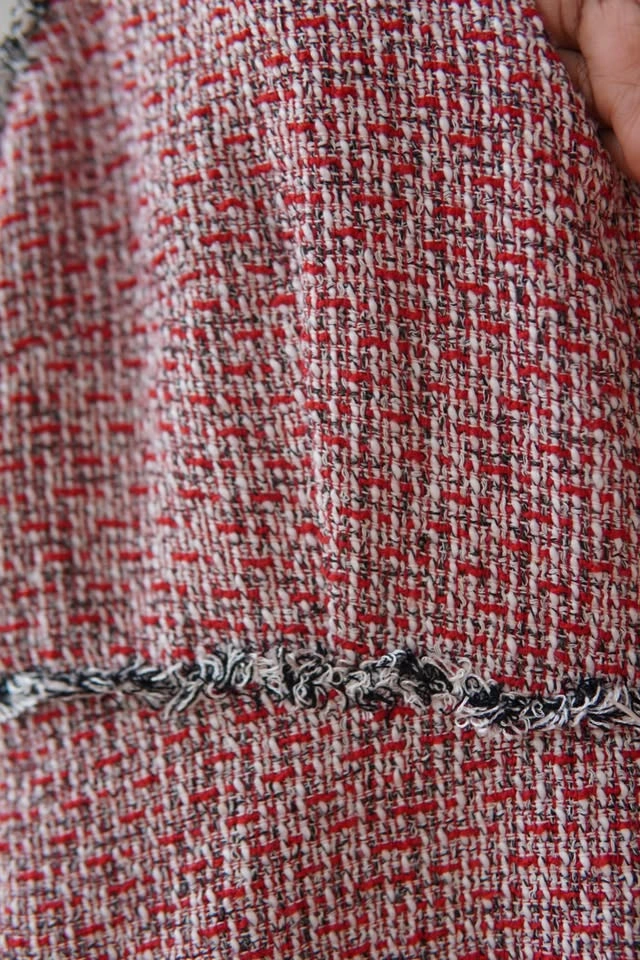 Red Tweed Sleeveless V-Neck Mini Dress - photo 3